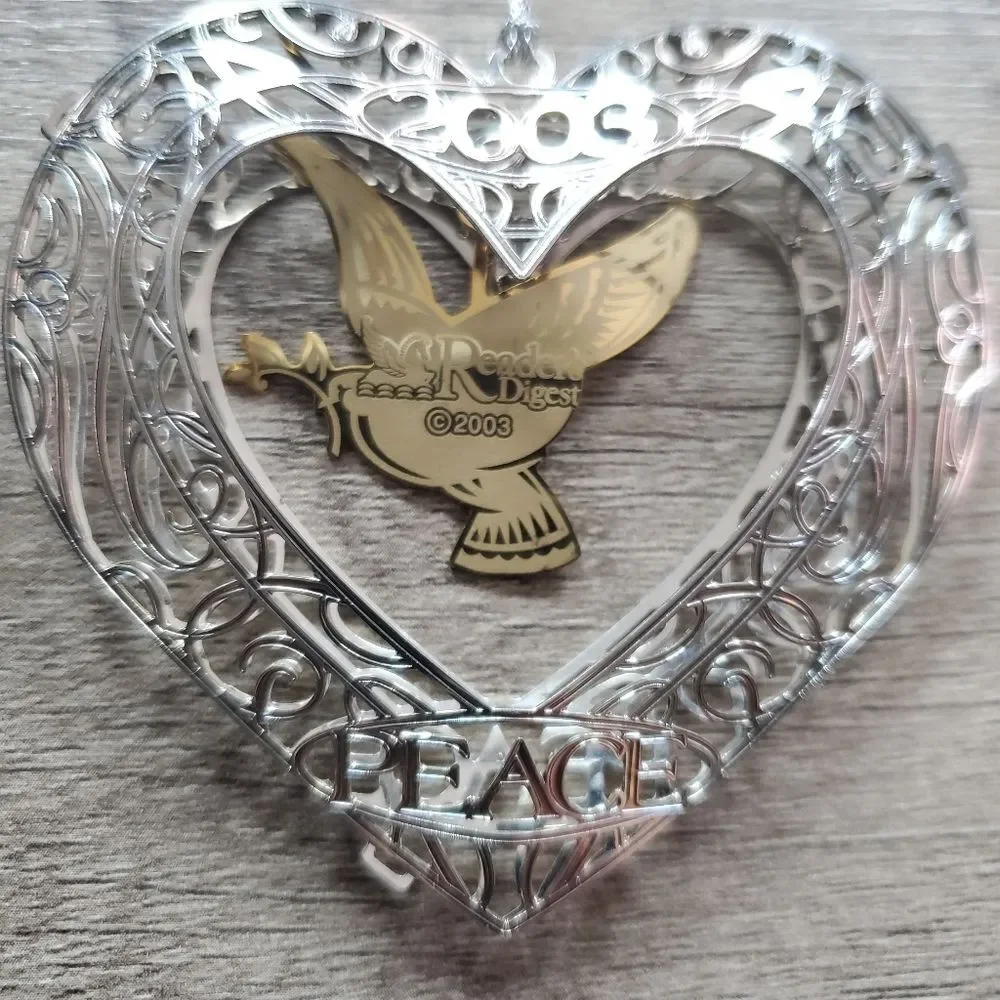Readers Digest dove & heart Christmas‎ ornament 2003 vtg